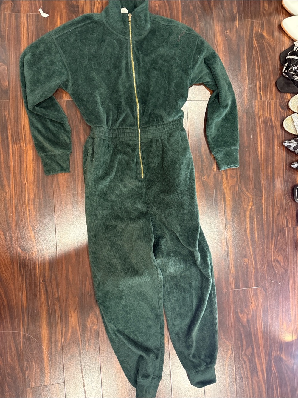 Fabletics Forest Green Plush Zip Front Jumpsuit